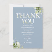 Greenery Letter Dusty Blue Baby shower Gedicht Bedankkaart (Voorkant)