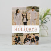 Greenery Letters 3 Foto Collage Folie Feestdagenkaart (Staand Voorkant)