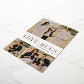 Greenery Letters 3 Photo Collage Love Hugs Folie Feestdagenkaart (Gedraaid)