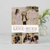 Greenery Letters 3 Photo Collage Love Hugs Folie Feestdagenkaart (Staand Voorkant)