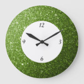 Greenery Light Green glitter sparkles met getallen Grote Klok (Voorkant)