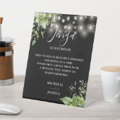 Greenery Lights Black Jenga Wedding Guestbook Reclamebord Met Voetstuk (Insitu)