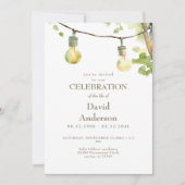 Greenery & Lights Celebration of Life Invitation Kaart (Voorkant)