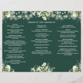 Greenery Lights Emerald Trifold Wedding Program Flyer (Achterkant)
