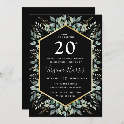Greenery Lijst 20ste verjaardag Kaart (Voorkant / Achterkant)