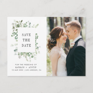 Greenery lijst belettering bruiloft save the date briefkaart