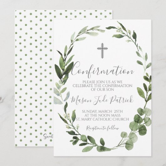 Greenery Lijst Bevestigingsuitnodiging Kaart (Voorkant / Achterkant)