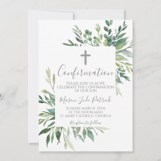 Greenery Lijst Bevestigingsuitnodiging Kaart (Voorkant)