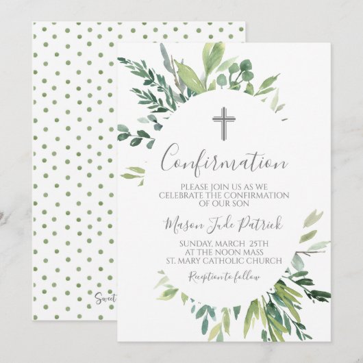 Greenery Lijst Bevestigingsuitnodiging Kaart (Voorkant / Achterkant)