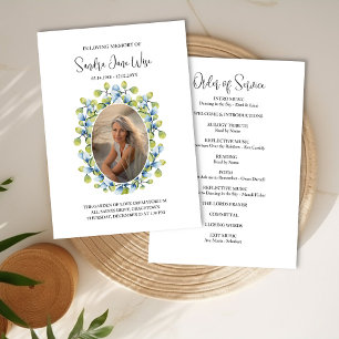 Greenery Lijst Foto begrafenis Orde van de Dienst  Kaart