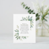 Greenery Lijst Funeral Script Dank u Noteer Kaart (Staand voorkant)