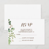 Greenery Lijst Greens Wedding Invitation RSVP Card Kaart (Voorkant / Achterkant)