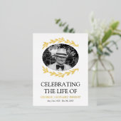 Greenery Lijst Oval Foto Funeral Gold Folie Uitnodiging Briefkaart (Staand Voorkant)
