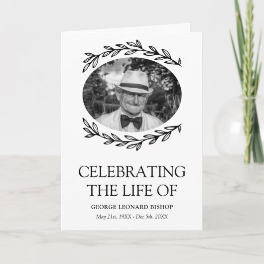 Greenery Lijst Oval Photo Funeral Programme Programma (Voorkant)