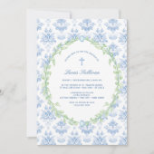 Greenery Lijst Wit Blauw Doopsel Kaart (Voorkant)