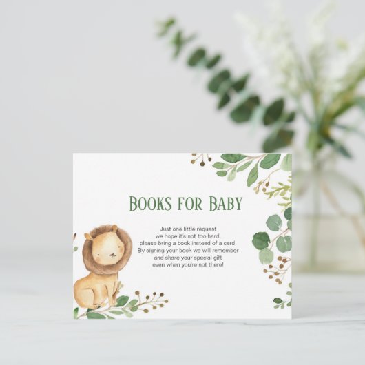 Greenery Lion Baby Boeken inlegkaart Briefkaart (Staand voorkant)