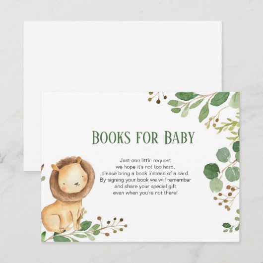 Greenery Lion Baby Boeken inlegkaart Briefkaart (Voorkant / Achterkant)
