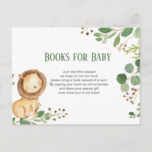 Greenery Lion Baby Boeken inlegkaart Briefkaart (Voorkant)