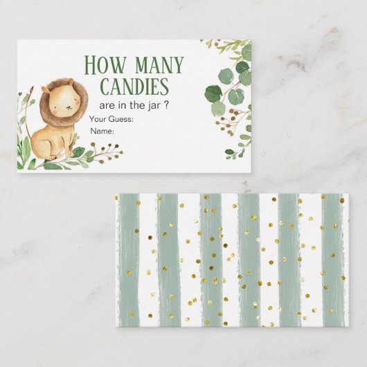 Greenery Lion Baby Hoeveel Snoepjes behuizingskaar Informatiekaartje (Voorkant / Achterkant)