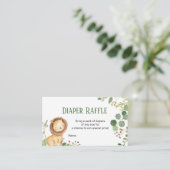 Greenery Lion Baby Luier Raffle Kaart, Informatiekaartje (Staand voorkant)