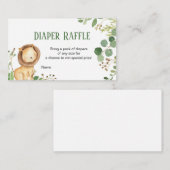 Greenery Lion Baby Luier Raffle Kaart, Informatiekaartje (Voorkant / Achterkant)