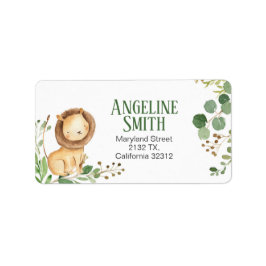 Greenery Lion Baby shower Adres label