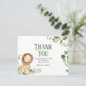 Greenery Lion Baby shower Hartelijk dank Bedankkaart (Staand voorkant)