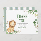Greenery Lion Baby shower Hartelijk dank Bedankkaart (Voorkant / Achterkant)