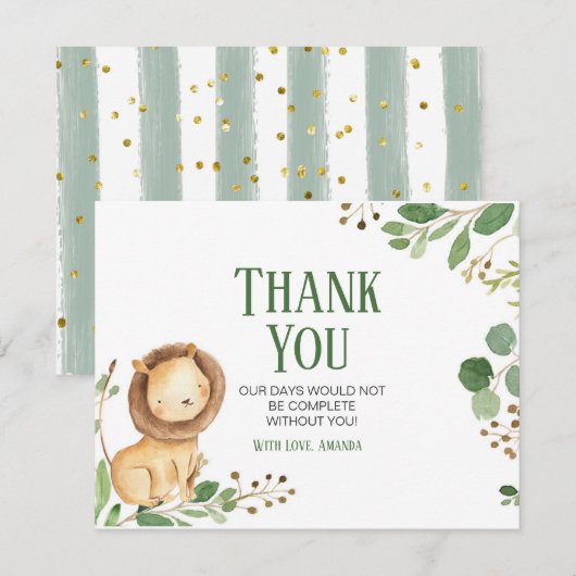 Greenery Lion Baby shower Hartelijk dank Bedankkaart (Voorkant / Achterkant)