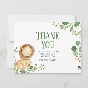 Greenery Lion Baby shower Hartelijk dank Bedankkaart
