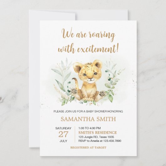 Greenery Lion Baby shower Kaart (Voorkant)