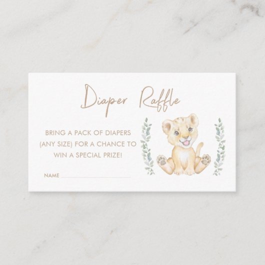 Greenery Lion Baby shower Luier Raffle Ticket Informatiekaartje (Voorkant)