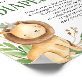 Greenery Lion Baby shower Night Diapers Sign Poster (Hoek)