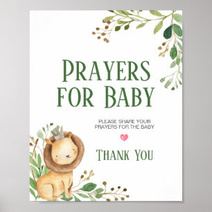 Greenery Lion Baby shower Prayers voor Baby Poster
