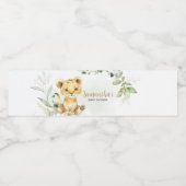 Greenery Lion Baby shower Waterfles Etiket (Enkel label)