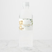 Greenery Lion Baby shower Waterfles Etiket (Voorkant)