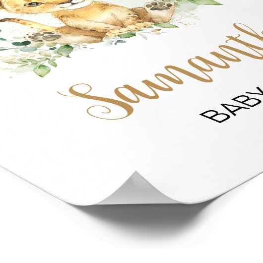 Greenery Lion Baby shower Welkom Poster (Hoek)