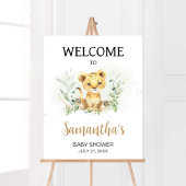 Greenery Lion Baby shower Welkom Poster