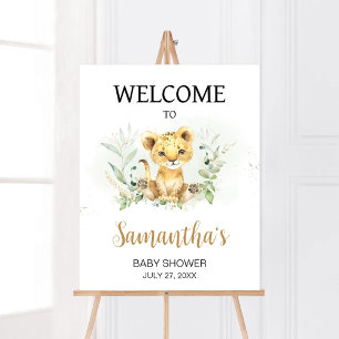 Greenery Lion Baby shower Welkom Poster