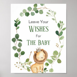 Greenery Lion Baby shower wenst Baby Poster