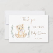 Greenery Lion Safari Boy Baby shower Dank u Bedankkaart (Voorkant)