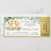 Greenery Lion Twins Boy Girl Baby shower Ticket Kaart (Voorkant)
