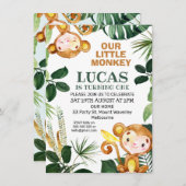 Greenery Little Monkey Boys Birthday Kaart (Voorkant / Achterkant)