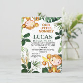 Greenery Little Monkey Boys Birthday Kaart (Staand voorkant)