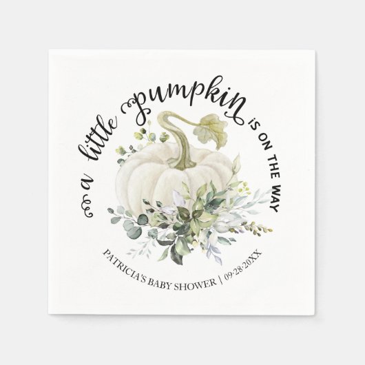 Greenery Little Pumpkin Herfst Baby shower Servet (Voorkant)