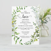 Greenery Love en Pizza repetitie diner Kaart (Staand voorkant)