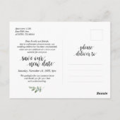 Greenery, Love is Patient, Wedding Postponed Briefkaart (Achterkant)