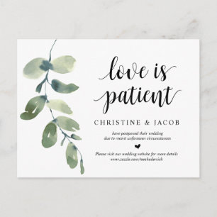 Greenery, Love is Patient, Wedding Postponed Briefkaart