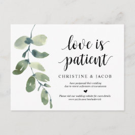 Greenery, Love is Patient, Wedding Postponed Briefkaart