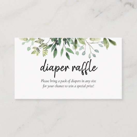 Greenery Luier loterij Baby shower Behuizing Informatiekaartje (Voorkant)